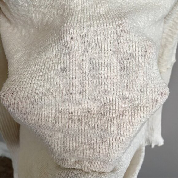 Pete Collection Ivory Slubbed Cotton Long Sleeve Knit Top - M 🇺🇸 - Picture 5 of 12